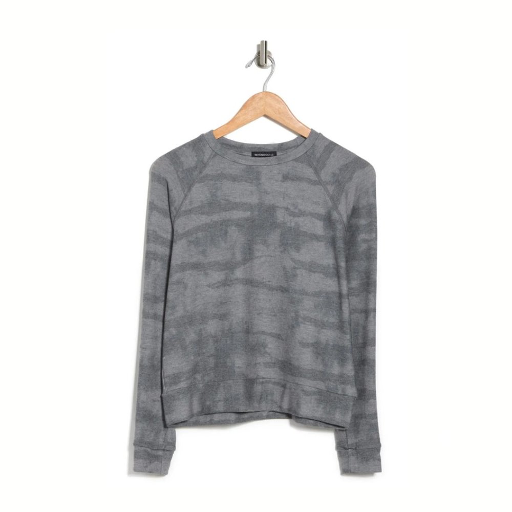 Beyond Yoga NWT Women's Grey Printed FAVORITE Hacci Pullover, Size Medium